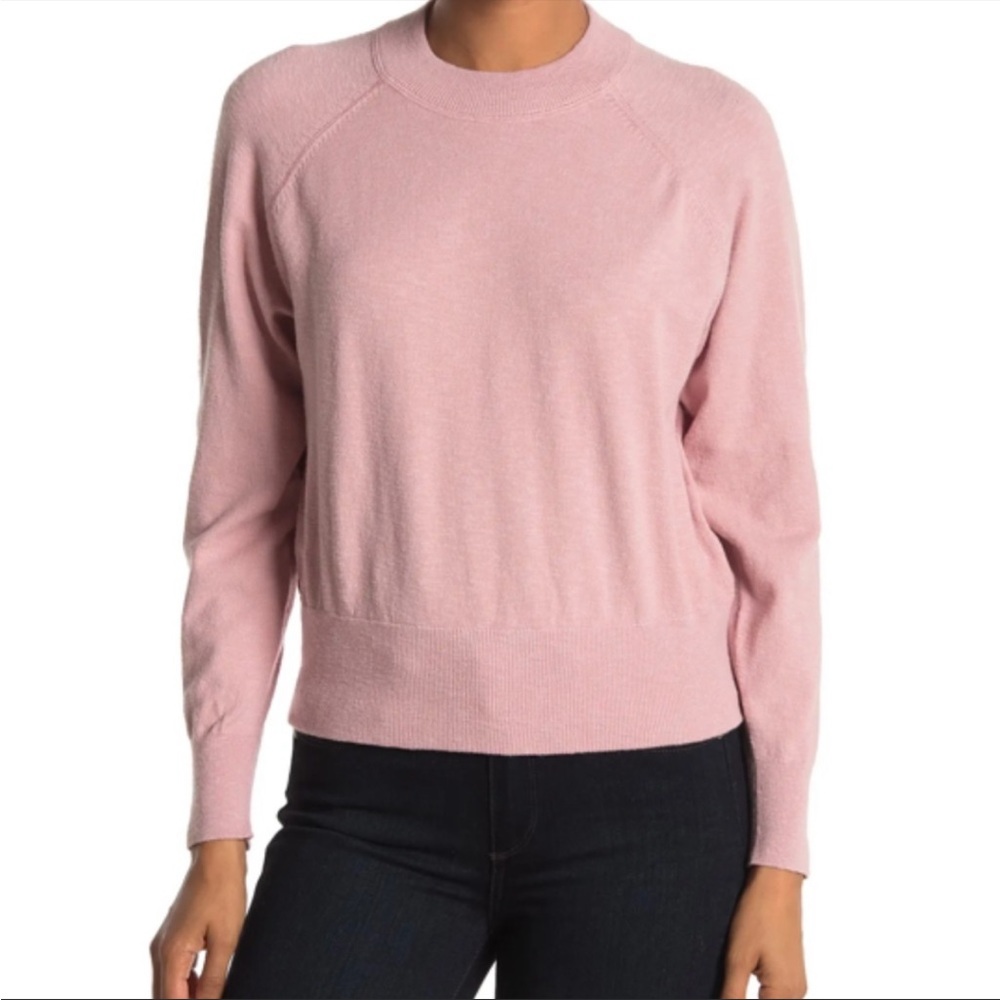 Madewell Women's Raglan Crew Neck Sweater in Wisteria Dove Blush Pink Size Large
